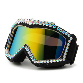 Steampunk Diamond Eye Wear Symphony Goggles Големи очила за сняг Защита на очите Сиамски луксозни ски очила със кристали
