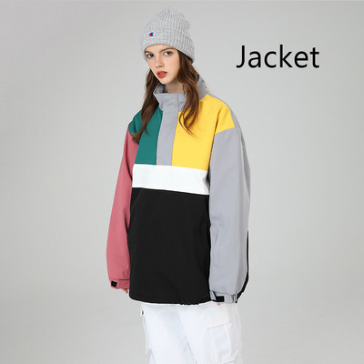 Jachetă de schi Jachetă de snowboard, impermeabilă, rezistentă la vânt, bărbați, femei, cu blocare de culoare, pulover de schi, îmbrăcăminte de iarnă, în aer liber, costum de schi.