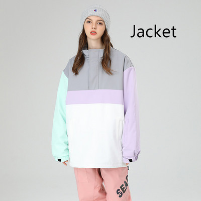 Jachetă de schi Jachetă de snowboard, impermeabilă, rezistentă la vânt, bărbați, femei, cu blocare de culoare, pulover de schi, îmbrăcăminte de iarnă, în aer liber, costum de schi.