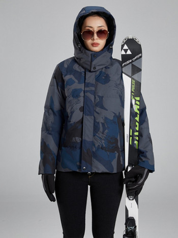 Зимно мъжко студоустойчиво камуфлажно яке за сноуборд с щампа Ветроустойчиво унисекс палто за ски на открито Дебело топло пухено яке с качулка