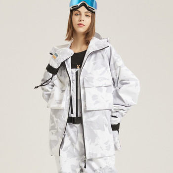 Χειμερινό νέο κορυφαίο γυναικείο ανδρικό μπουφάν για σνόουμπορντ για εξωτερικούς χώρους Παχύ μπουφάν σκι Ζεστό αντιανεμικό αδιάβροχο χειμερινό παλτό με κουκούλα