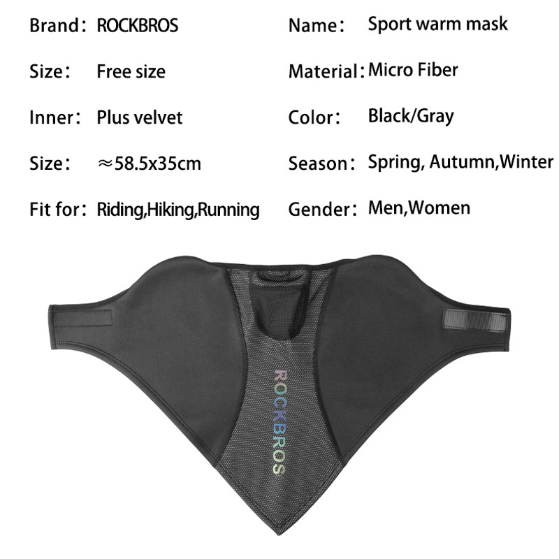 ROCKBROS žieminė vėjui atspari slidinėjimo kaukė Šalikas Šiltas vilnos terminis kvėpuojantis dviračių bėgimo snieglenčių motociklo veido kaukė