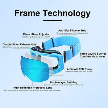 PHMAX Μαγνητικά γυαλιά για χιόνι Αντιανεμικά γυαλιά Snowboard Γυαλιά για Snowboard Μαγνητικά Γυαλιά Snowmobile Γυαλιά Σκι Γυαλιά Snow Snow Sport Γυαλιά Snowboard