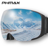 PHMAX Mágneses Síszemüvegek Téli Páramentes Snowboard Szemüvegek Kétrétegű UV400 védelem Motorosszán kültéri síszemüvegek