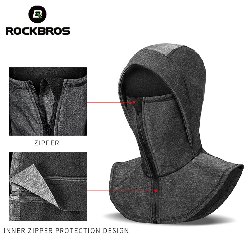 ROCKBROS Zimska termalna flis skijaška maska Snowboard kapuljača Prekrivajuće šalove za cijelo lice Vanjska balaclava Vjetrootporna biciklistička pokrivala