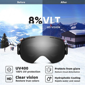 Ски очила Очила против замъгляване Анти-ултравиолетови Ски очила Големи сферични ски очила Аксесоари за зимни спортове на открито