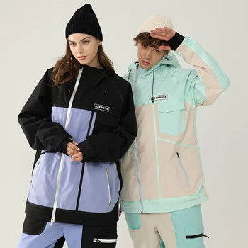 Χειμερινό νέο κορυφαίο μπουφάν για σκι Γυναικεία ανδρικά αθλήματα για σνόουμπορντ Ζεστή στολή για σκι Αδιάβροχο παλτό με κουκούλα