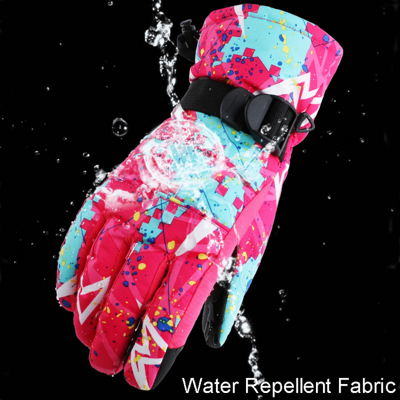 Žiemos profesionalios slidinėjimo pirštinės mergaitėms berniukams, suaugusiems, vandeniui atsparios šiltos pirštinės sniegui vaikams, vėjui atsparios slidinėjimo snieglenčių pirštinėms