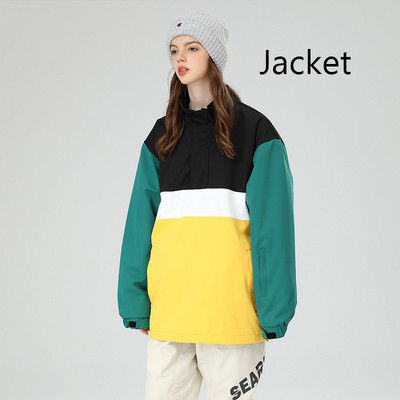 Costum de schi Jachetă nouă de snowboard, impermeabilă, rezistentă la vânt, bărbați, femei, pulover de schi cu blocare de culoare, îmbrăcăminte de iarnă, în aer liber, jachetă de schi largi