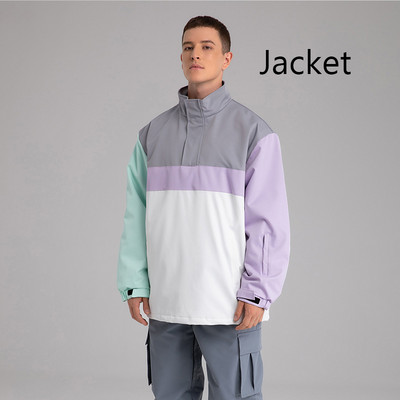 Costum de schi Jachetă nouă de snowboard, impermeabilă, rezistentă la vânt, bărbați, femei, pulover de schi cu blocare de culoare, îmbrăcăminte de iarnă, în aer liber, jachetă de schi largi