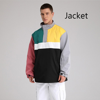 Costum de schi Jachetă nouă de snowboard, impermeabilă, rezistentă la vânt, bărbați, femei, pulover de schi cu blocare de culoare, îmbrăcăminte de iarnă, în aer liber, jachetă de schi largi