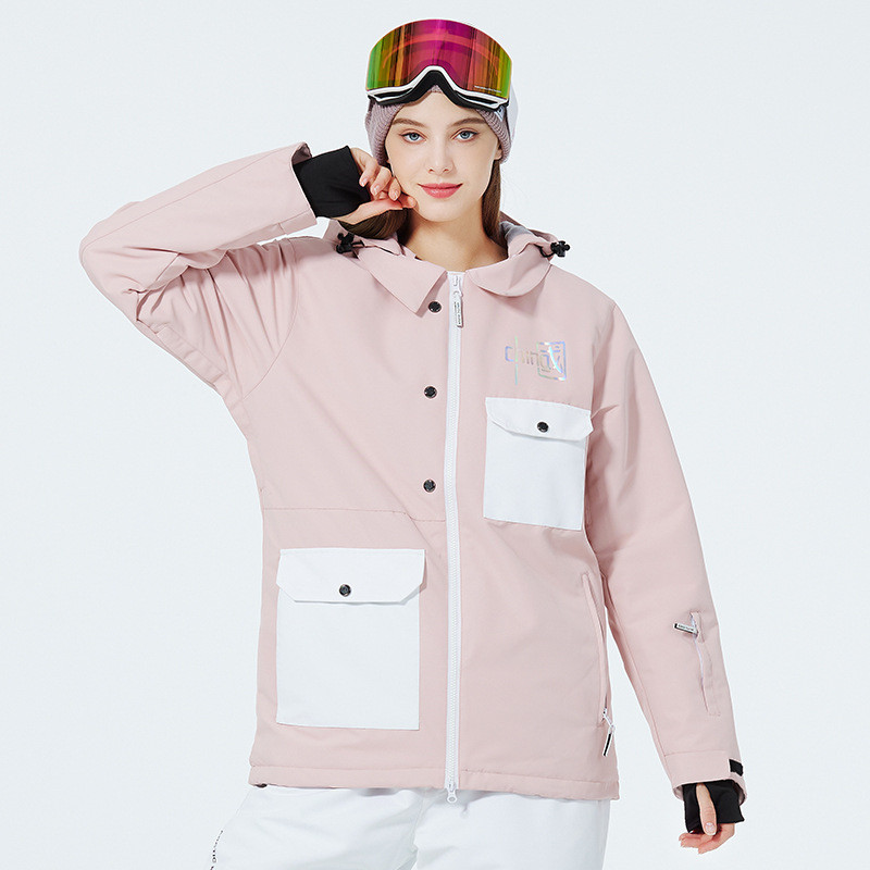 Mada Žiema Vyrai Moteriški Pora Slidinėjimo apranga Neperpučiama vėjo Šilta Stora Slidinėjimo striukė Snieglentės Drabužiai Striukė su sniego gobtuvu