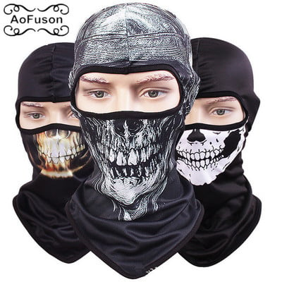 Full Face Mask Quick-drying Breathable Riding Hiking Sking Motorcycle Scarf Head Windproof Sunscreen 3D Cs Caps Skull Face Mask