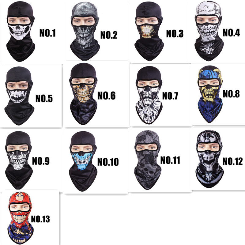 Mască de față cu uscare rapidă Respirabil Călărie Drumeții Sking Motocicletă Esarfă Cap Protecție solară Rezistent la vânt Capace 3D Cs Mască de față cu craniu