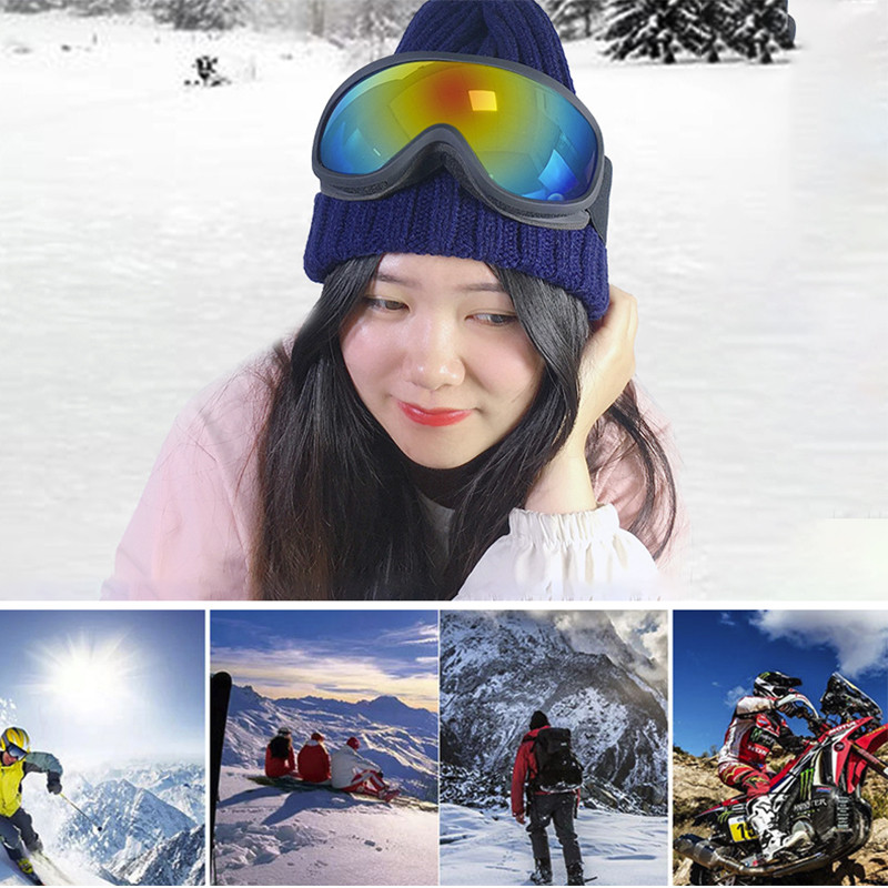 Žieminiai šilti slidinėjimo akiniai Vyriški dvisluoksniai lęšiai nuo rasojimo UV400 vėjui atsparūs sportiniai lauko akiniai, moteriški sniego slidinėjimo akiniai