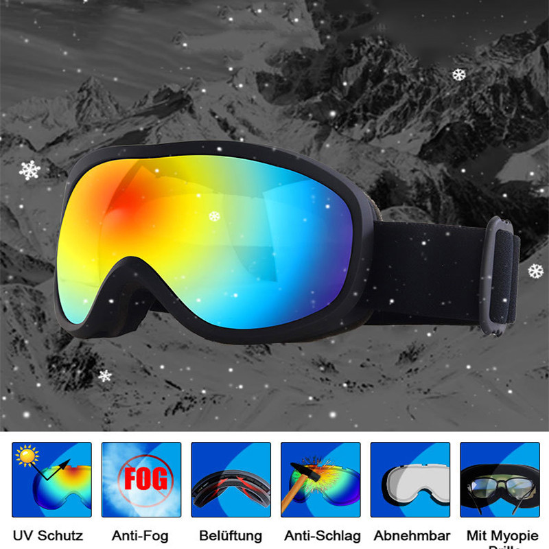 Žieminiai šilti slidinėjimo akiniai Vyriški dvisluoksniai lęšiai nuo rasojimo UV400 vėjui atsparūs sportiniai lauko akiniai, moteriški sniego slidinėjimo akiniai