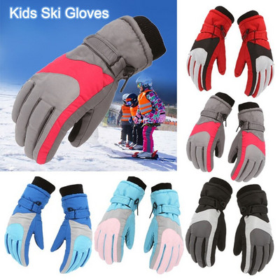 Pentru patinaj pe zăpadă, snowboarding, rezistent la vânt, groase, calde, sport, călărie, mănuși pentru copii, mănuși de schi, mănuși cu mânecă lungă