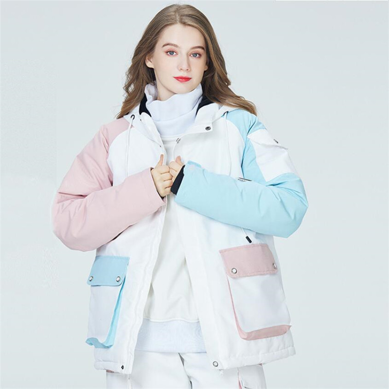 2022 m. Workwear Moteriška slidinėjimo striukė Neperšlampama moteriška kvėpuojanti snieglenčių striukė su didelėmis kišenėmis Žiemos šilto palto slidinėjimo striukės