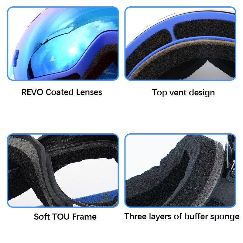 2022 m. žiemos nauji slidinėjimo akiniai suaugusiems Dvisluoksniai objektyvai Vyriški akiniai nuo rasojimo, moteriški UV400 snieglenčių lauko vėjui atsparūs slidinėjimo akiniai