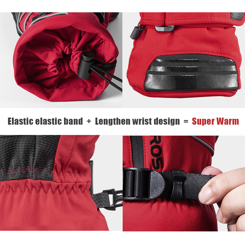 ROCKBROS Rezistent la vânt Impermeabil -30 de grade Iarna Bărbați Femei Mănuși de schi Snowboard Snowboard Sporturi de zăpadă Mănuși de schi termice gri