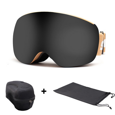 Magnetiniai slidinėjimo akiniai suaugusiems, dvigubo sluoksnio nuo rasojimo UV400 snieglenčių akiniai Vyriški sniego motociklai, moteriški slidinėjimo akiniai, akinių dėklas