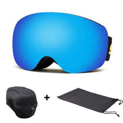 Magnetiniai slidinėjimo akiniai suaugusiems, dvigubo sluoksnio nuo rasojimo UV400 snieglenčių akiniai Vyriški sniego motociklai, moteriški slidinėjimo akiniai, akinių dėklas