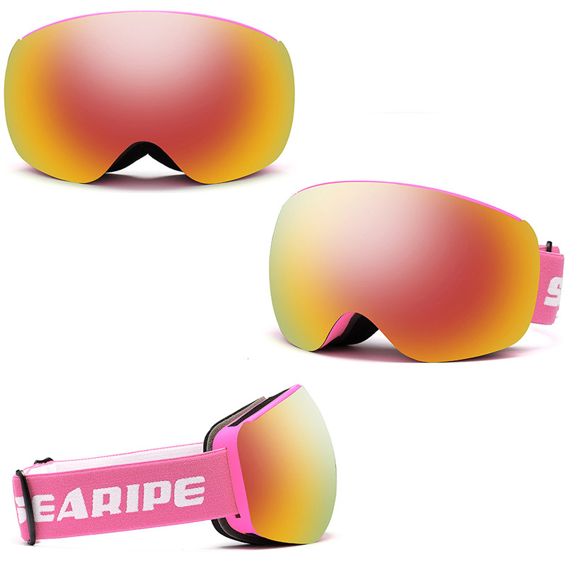 Magnetiniai slidinėjimo akiniai suaugusiems, dvigubo sluoksnio nuo rasojimo UV400 snieglenčių akiniai Vyriški sniego motociklai, moteriški slidinėjimo akiniai, akinių dėklas