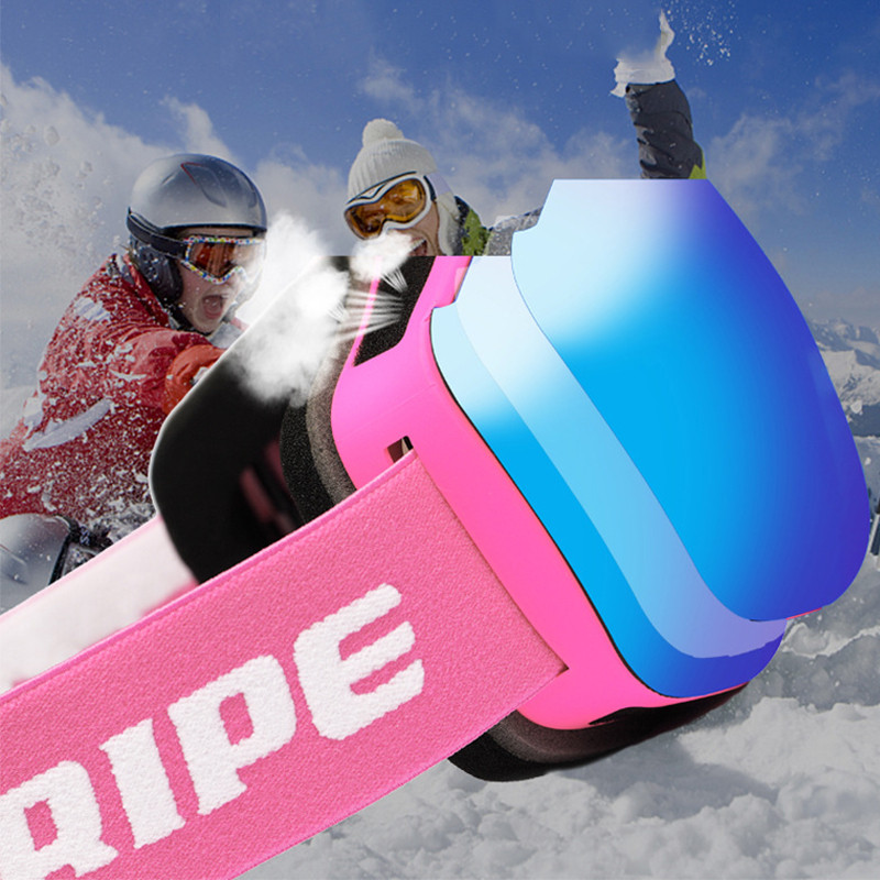 Magnetiniai slidinėjimo akiniai suaugusiems, dvigubo sluoksnio nuo rasojimo UV400 snieglenčių akiniai Vyriški sniego motociklai, moteriški slidinėjimo akiniai, akinių dėklas