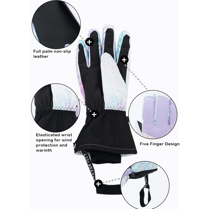 1 pora Neperšlampamos pirštinės Žiemai Profesionalios Slidinėjimo Šildymo Pirštinės Neperšlampamos Slidinėjimo Snieglenčių Pirštinės Lauko Sportas