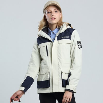 Lauko alpinizmo kostiumas Vyriškas slidinėjimo striukė Moteriška „Trys viename“ snieglenčių striukė, atspari vandeniui „Whickened“ slidinėjimo kostiumo striukė