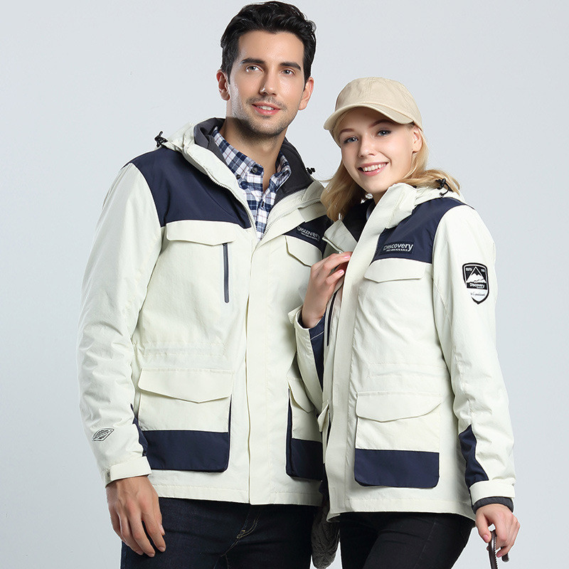 Lauko alpinizmo kostiumas Vyriškas slidinėjimo striukė Moteriška „Trys viename“ snieglenčių striukė, atspari vandeniui „Whickened“ slidinėjimo kostiumo striukė