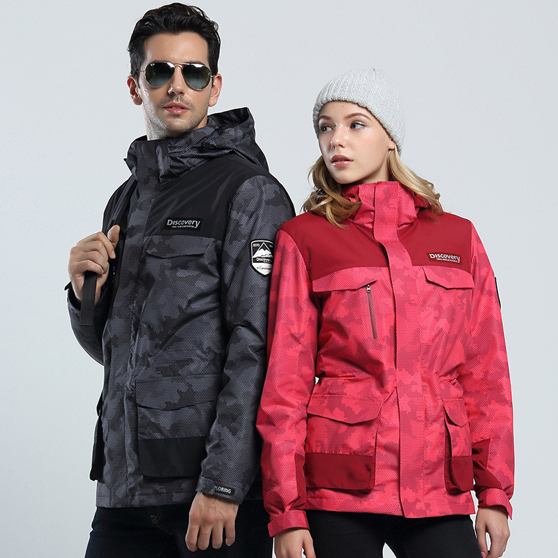 Lauko alpinizmo kostiumas Vyriškas slidinėjimo striukė Moteriška „Trys viename“ snieglenčių striukė, atspari vandeniui „Whickened“ slidinėjimo kostiumo striukė