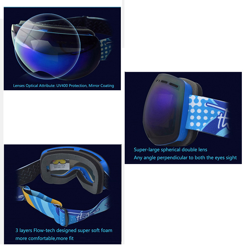 Нови очила за ски Двуслойни противозамъгляващи очила за сняг, сноуборд, очила за моторни шейни, спорт на открито, планинарство, ски Googles