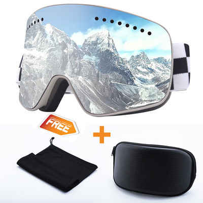 Síszemüveg REVO bevonatú hengeres mágnes férfi kártya rövidlátás, dupla páramentesítő, dupla rétegű szemüveg női snowboard síszemüveg