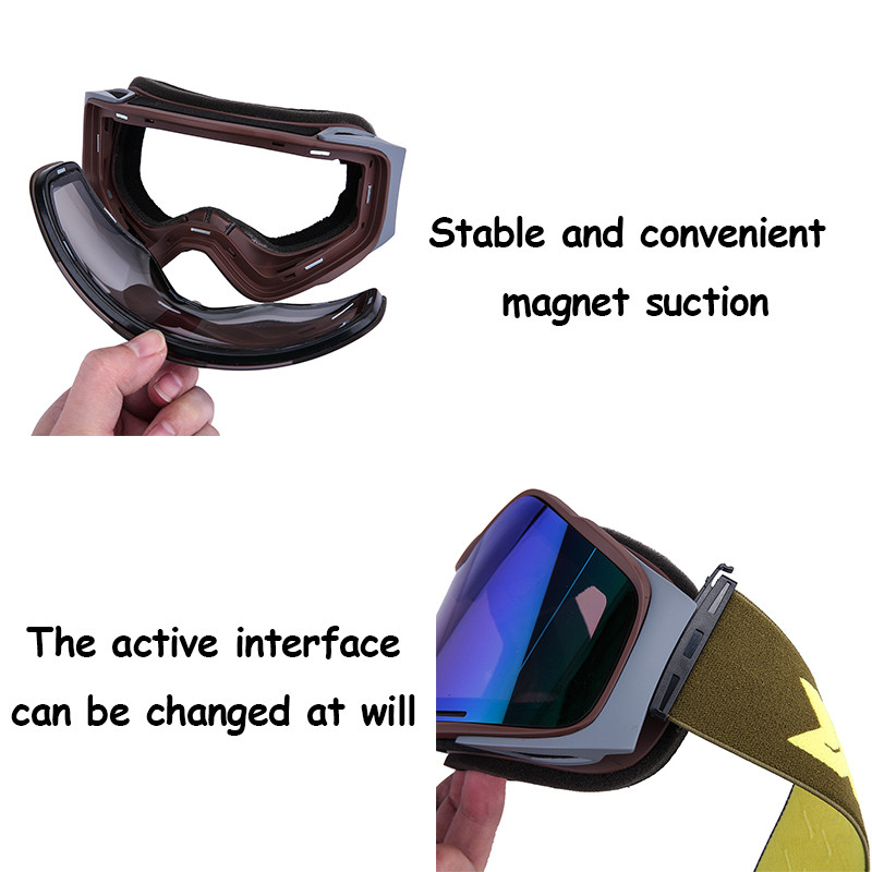 Slidinėjimo akiniai REVO Dengtas cilindrinis magnetas Vyriška kortelė Trumparegystė Akiniai nuo rasojimo dvisluoksniai akiniai Moteriški snieglenčių slidinėjimo akiniai