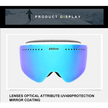 Γυαλιά σκι UV400 Μεγάλα γυαλιά σκι Σκι διπλής στρώσης φακός αντιομίχλης Snowboard Ανδρικά Γυναικεία Αντιανεμικά γυαλιά ορειβασίας για χιόνι