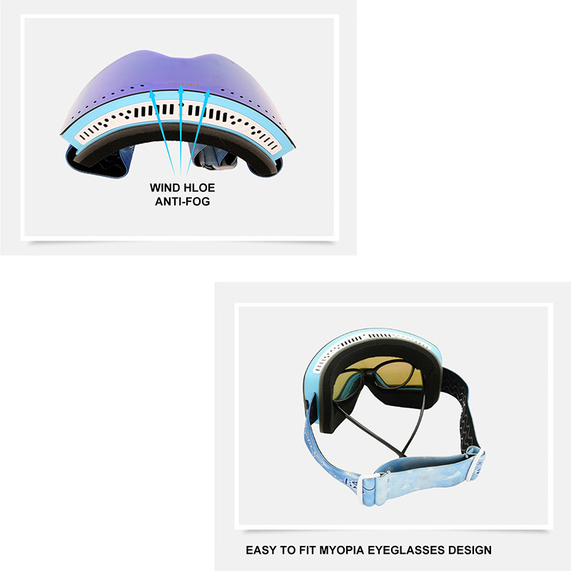 Slidinėjimo akiniai UV400 dideli slidinėjimo akiniai slidinėjimo Dvisluoksniai lęšiai nuo rasojimo snieglenčių vyrams Moterims Sniego alpinizmo nuo vėjo apsaugantys akiniai