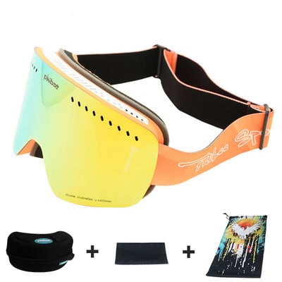 Vaikų slidinėjimo akiniai Dviejų sluoksnių 100 % UV400 apsauga berniukams nuo rasojimo snieglenčių mergaičių alpinizmo vėjui atsparūs slidinėjimo akiniai