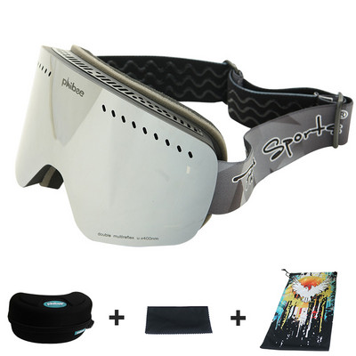 Slidinėjimo akiniai Dviejų sluoksnių lęšis nuo rasojimo UV400 dideli slidinėjimo akiniai, slidinėjimo snieglenčių sportas Vyrai, moterys, alpinizmas, atsparūs vėjui, akiniai