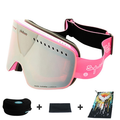 Slidinėjimo akiniai Dviejų sluoksnių lęšis nuo rasojimo UV400 dideli slidinėjimo akiniai, slidinėjimo snieglenčių sportas Vyrai, moterys, alpinizmas, atsparūs vėjui, akiniai