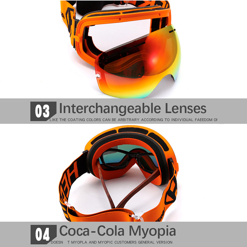 Slidinėjimo akiniai dvisluoksniai vyriški žieminiai šilti slidinėjimo akiniai nuo rasojimo UV400 snieglenčių akiniai Moteriški slidinėjimo akiniai trumparegystės akiniai