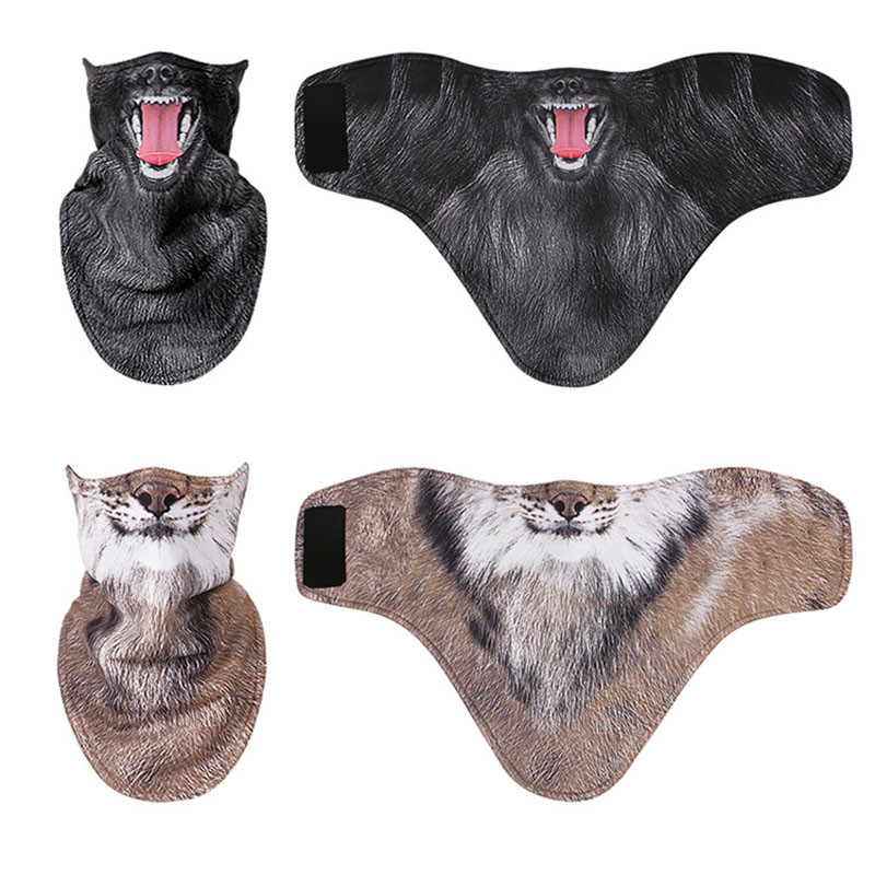 3D gyvūnų žiemos vilnos slidžių šalikas dviratininkams veido kaukė snieglenčių juosta galvos apdangalas Kaklo šildytuvas trikampis dviratis sustorėjęs seilinukai kepuraitės