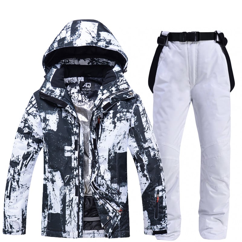 Vyriškos slidinėjimo striukės ir kelnių komplektas, atsparus vėjui, vandeniui, šiltai marginta slidinėjimo striukė Vyriška žiemos lauko striukė sniego striukė + kelnės