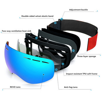 2022 Ски очила Зима Сняг Мъжки Спортни очила Двуслойни противозамъгляващи се UV защитни очила Дамски очила за сноуборд Ски