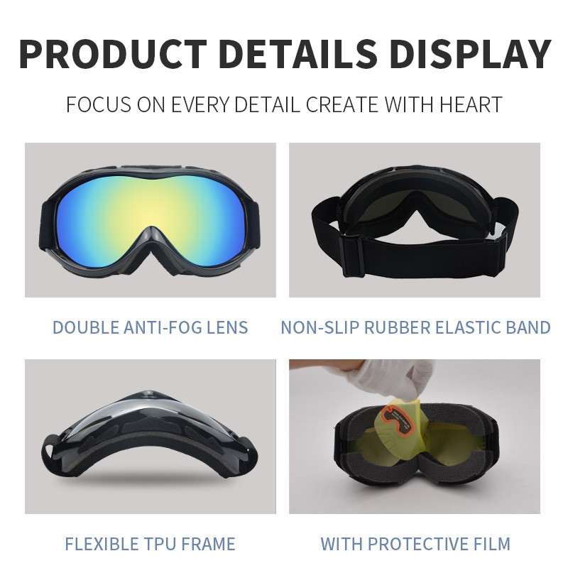 Nauji slidinėjimo akiniai suaugusiems Vyriški sportiniai akiniai Moteriški Dvisluoksniai nuo rasojimo žieminiai akiniai nuo saulės Atsparūs vėjui snieglenčių slidinėjimo akiniai