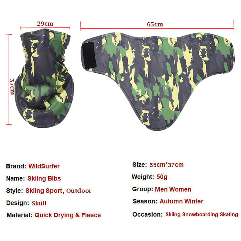 Camo Printed Slidinėjimo Seilinukai Snieglentės Šalikas Slidinėjimui Viso veido Kaukė Žieminė Kaklo Buff Šilta Važiavimas Dviračiu Motociklas Neperpučiamas Vėjui Veido Kaukės Tušas