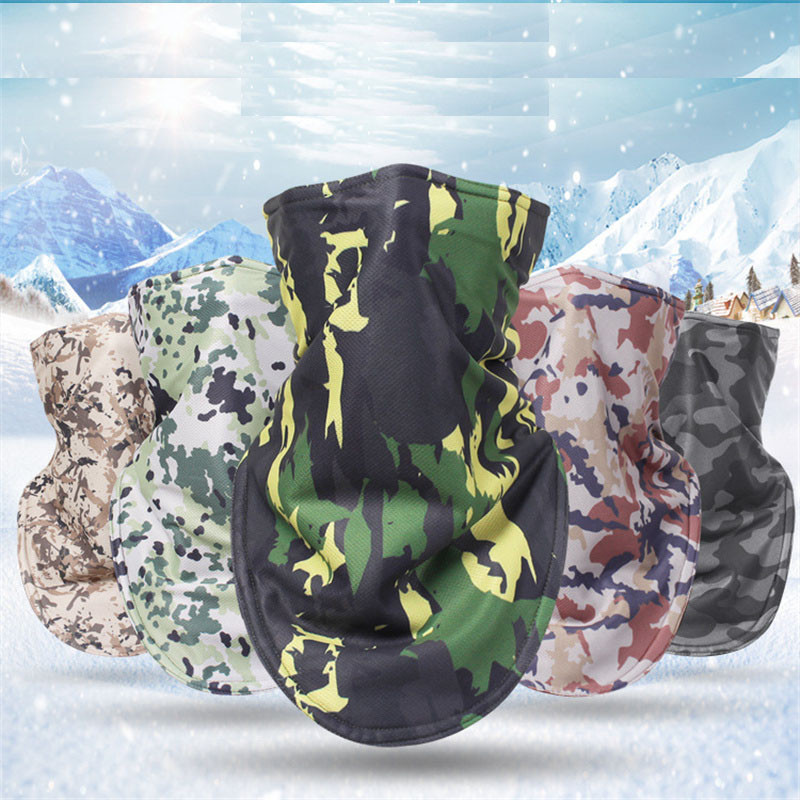 Camo Printed Slidinėjimo Seilinukai Snieglentės Šalikas Slidinėjimui Viso veido Kaukė Žieminė Kaklo Buff Šilta Važiavimas Dviračiu Motociklas Neperpučiamas Vėjui Veido Kaukės Tušas