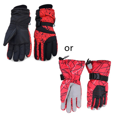 Naujos Unisex Winter Camo Stripes Snow slidinėjimo pirštinės vandeniui atsparios termiškai pliušinės šiltos pirštinės