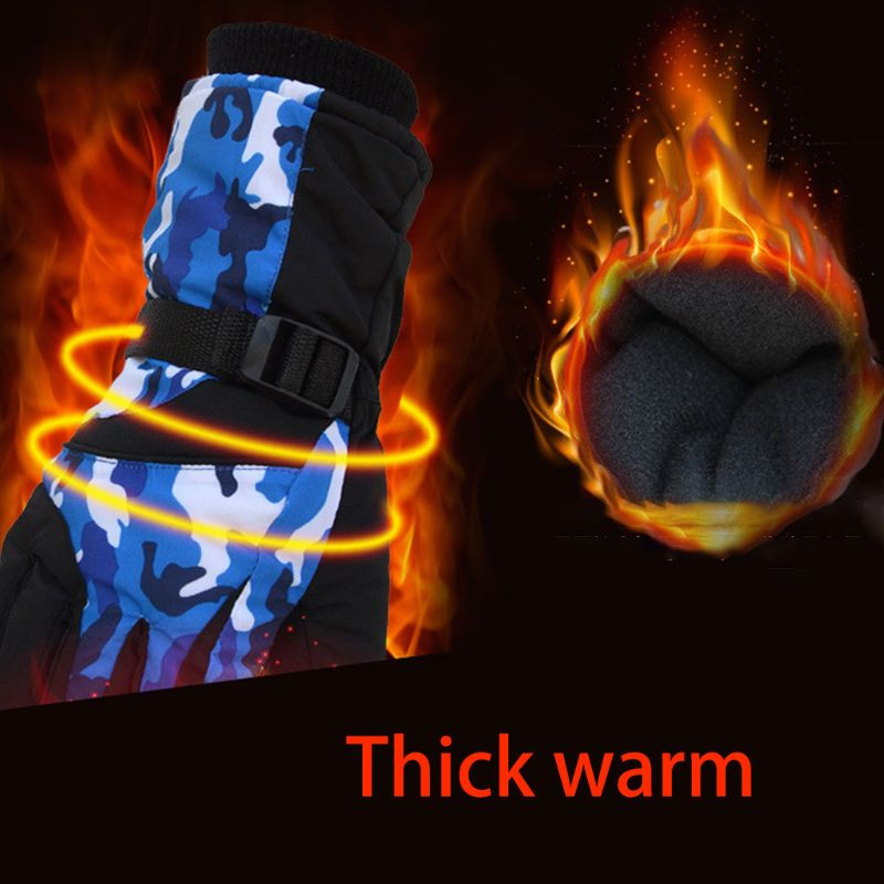 Naujos Unisex Winter Camo Stripes Snow slidinėjimo pirštinės vandeniui atsparios termiškai pliušinės šiltos pirštinės