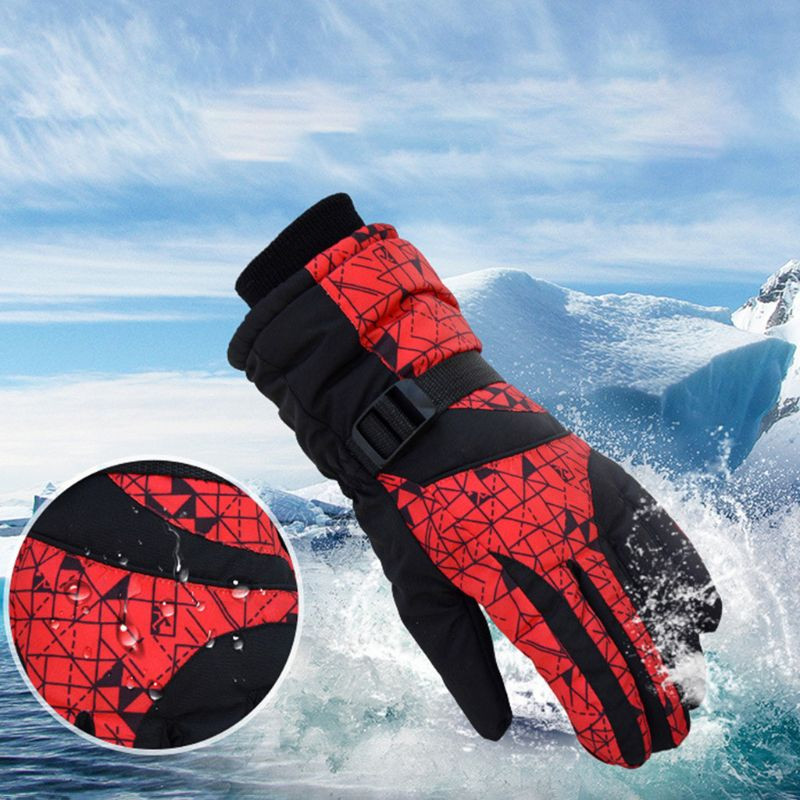 Naujos Unisex Winter Camo Stripes Snow slidinėjimo pirštinės vandeniui atsparios termiškai pliušinės šiltos pirštinės